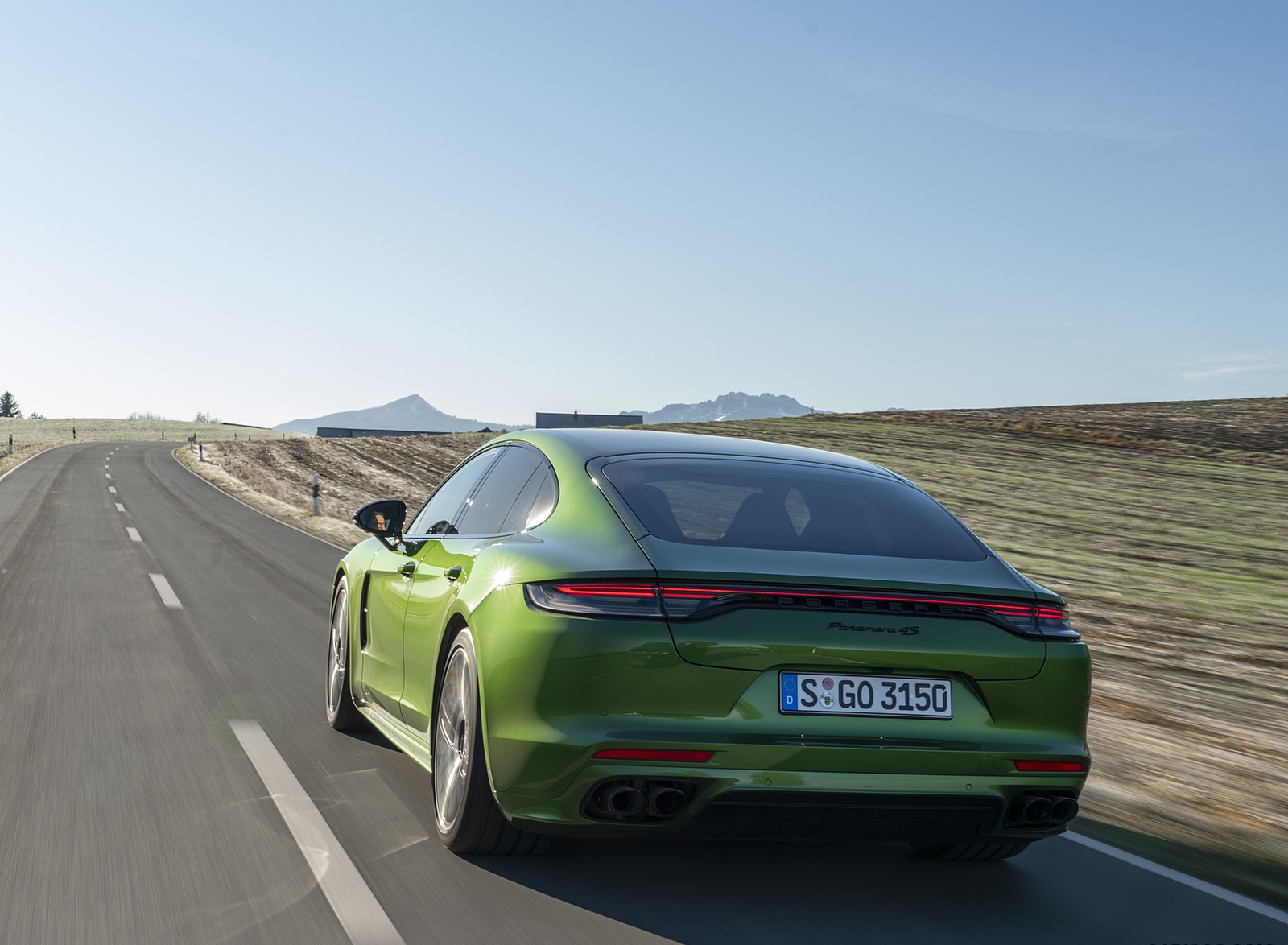 2021 Porsche Panamera 4S (Color: Mamba Green Metallic) Rear Three-Quarter Wallpapers (2)