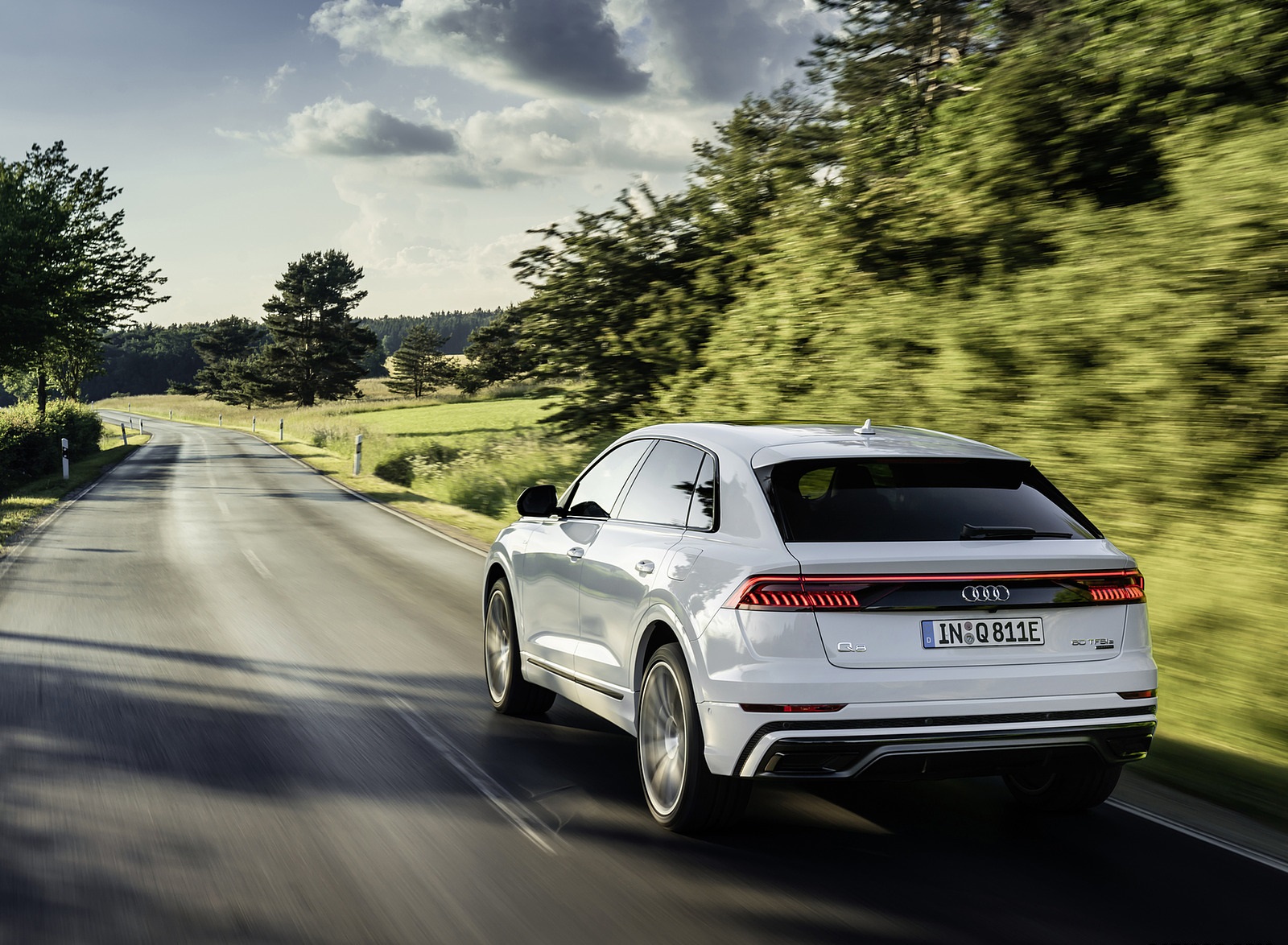 2021 Audi Q8 TFSI e Plug-In Hybrid (Color: Glacier White) Rear Wallpapers #8 of 32