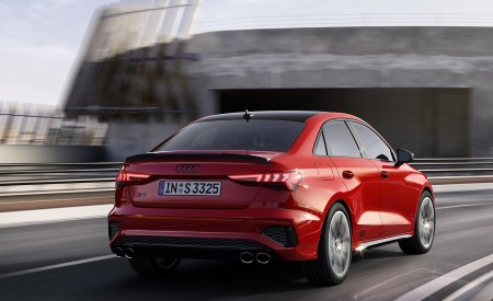 2021 Audi S3 Sedan (Color: Tango Red) Rear Three-Quarter Wallpapers 450x275 (4)