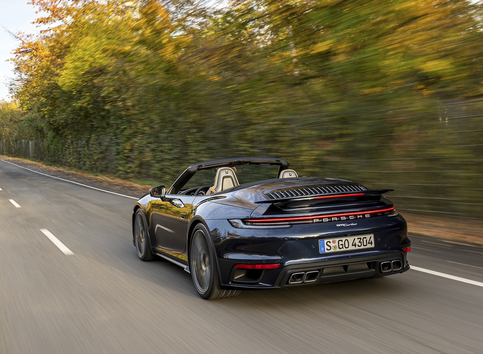 2021 Porsche 911 Turbo Cabrio (Color: Night Blue Metallic) Rear Three-Quarter Wallpapers #5 of 49