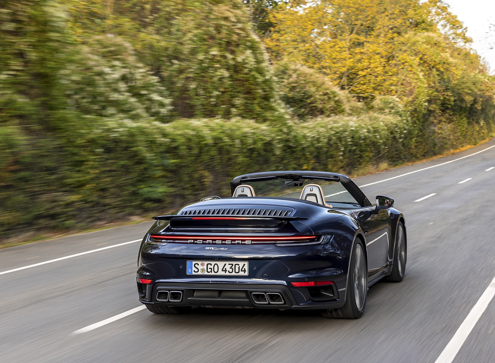 2021 Porsche 911 Turbo Cabrio (Color: Night Blue Metallic) Rear Wallpapers #2 of 49