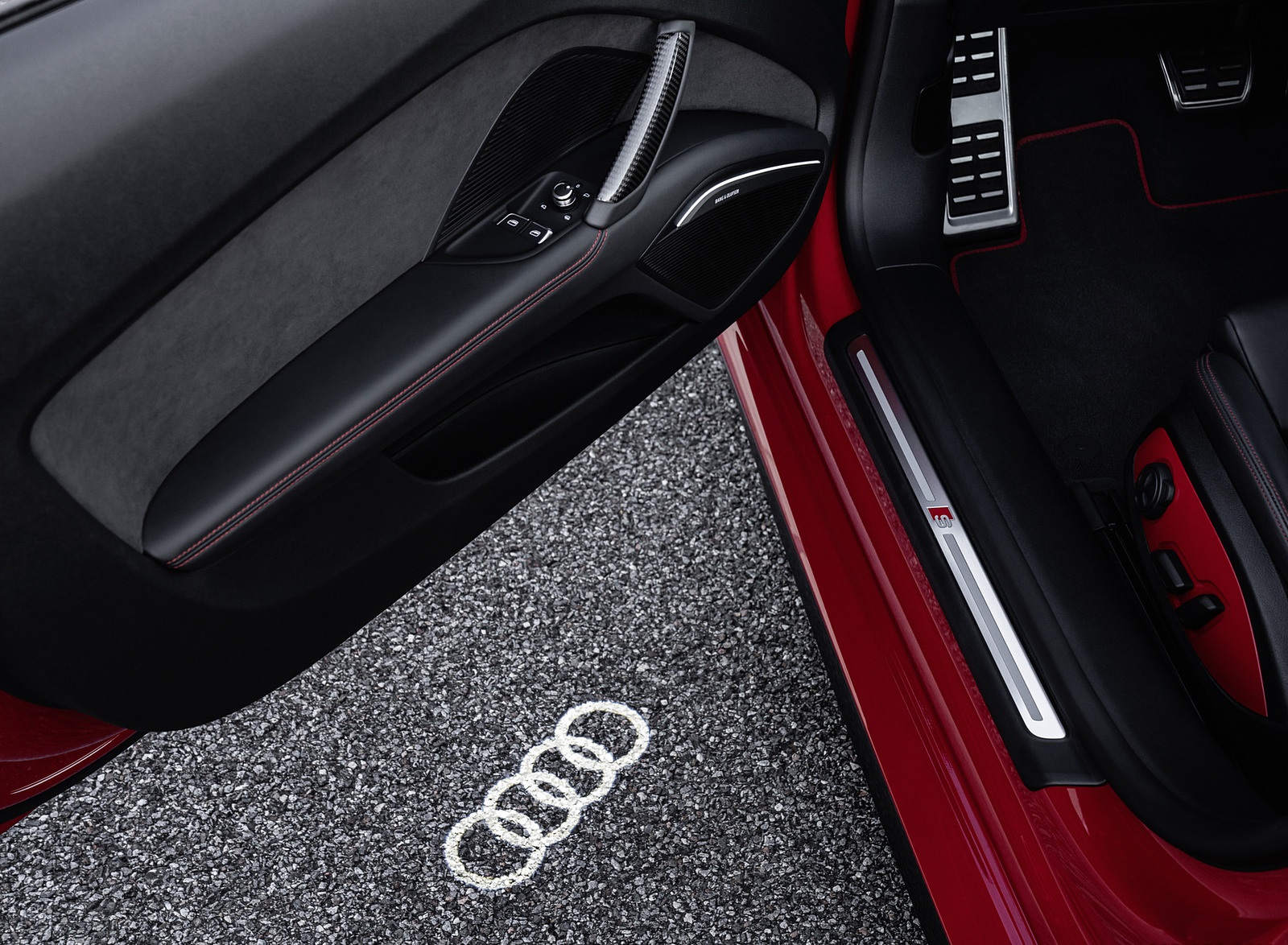 2021 Audi TTS Coupe Competition Plus (Color: Tango Red) Ground Projection Wallpapers #13 of 16