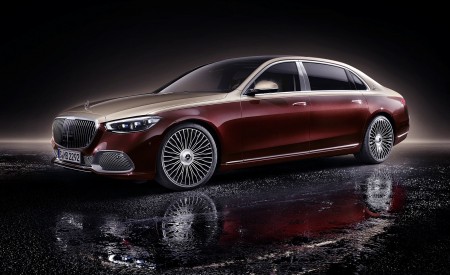 2021 Mercedes-Maybach S-Class (Color: Designo Rubellite Red / Kalahari Gold) Front Three-Quarter Wallpapers  450x275 (28)