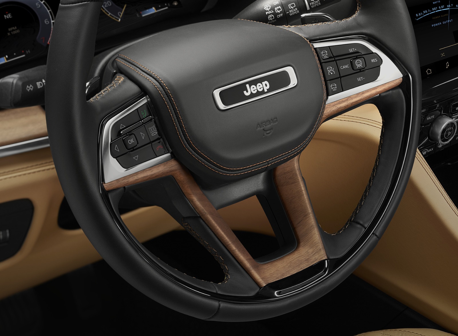 2021 Jeep Grand Cherokee L Summit Reserve Interior Steering Wheel Wallpapers #85 of 100