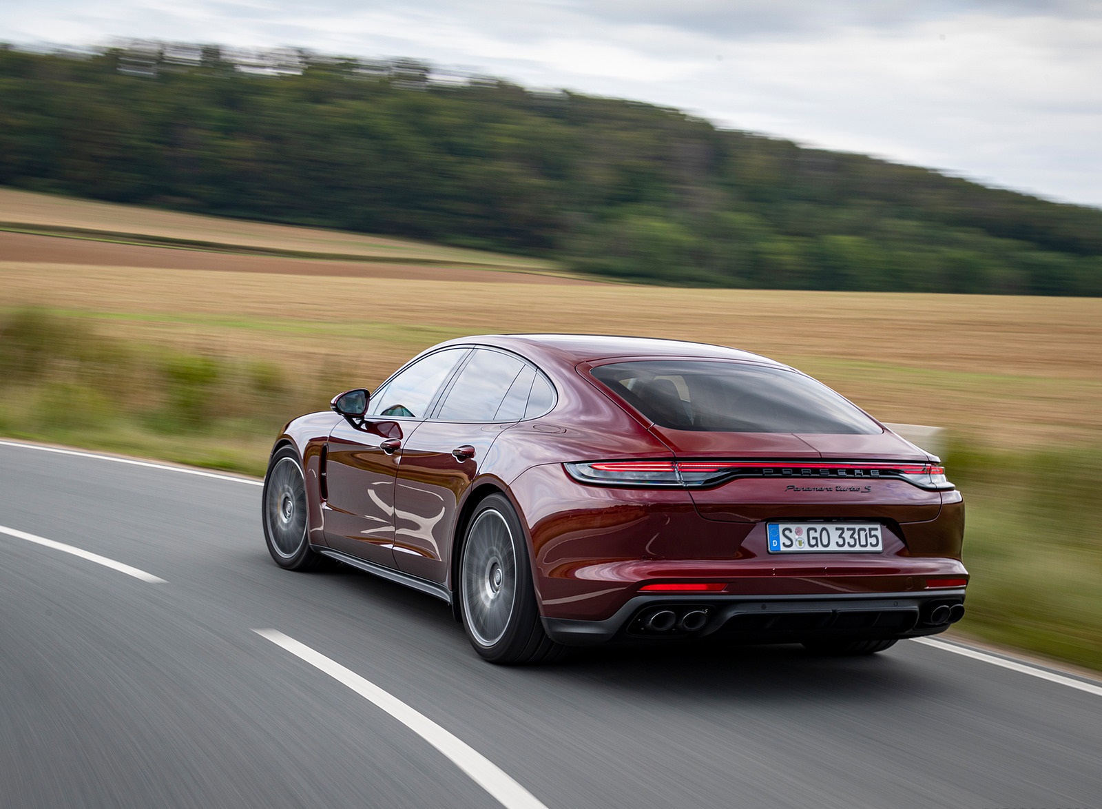 2021 Porsche Panamera Turbo S (Color: Cherry Metallic) Rear Three-Quarter Wallpapers #6 of 137