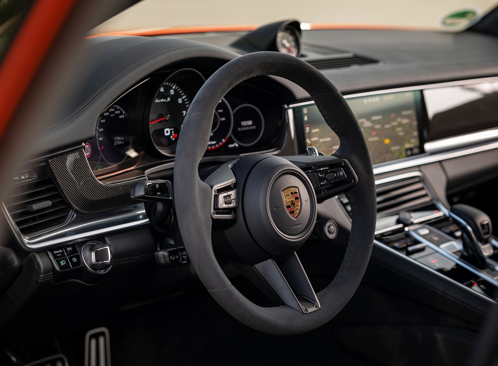 2021 Porsche Panamera Turbo S Sport Turismo (Color: Papaya Metallic) Interior Steering Wheel Wallpapers #63 of 114