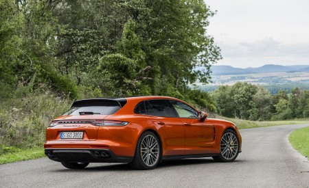 2021 Porsche Panamera Turbo S Sport Turismo (Color: Papaya Metallic) Rear Three-Quarter Wallpapers 450x275 (49)