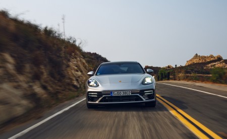 2021 Porsche Panamera Turbo S Sport Turismo (US-Spec; Color: GT Silver Metallic) Front Wallpapers 450x275 (5)