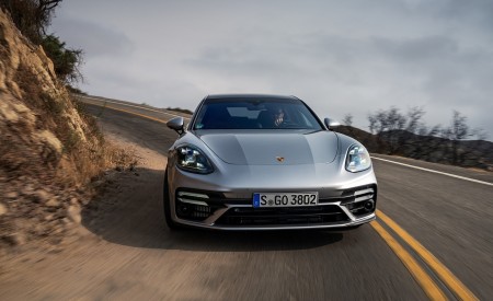 2021 Porsche Panamera Turbo S Sport Turismo (US-Spec; Color: GT Silver Metallic) Front Wallpapers 450x275 (7)