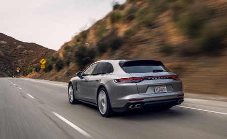 2021 Porsche Panamera Turbo S Sport Turismo (US-Spec; Color: GT Silver Metallic) Rear Wallpapers 450x275 (11)