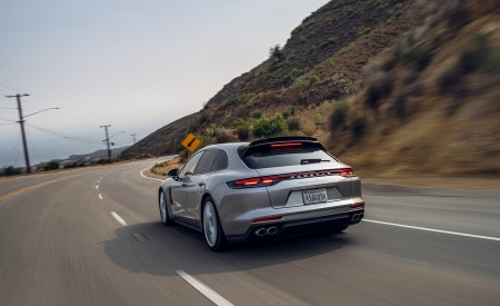 2021 Porsche Panamera Turbo S Sport Turismo (US-Spec; Color: GT Silver Metallic) Rear Wallpapers 450x275 (12)