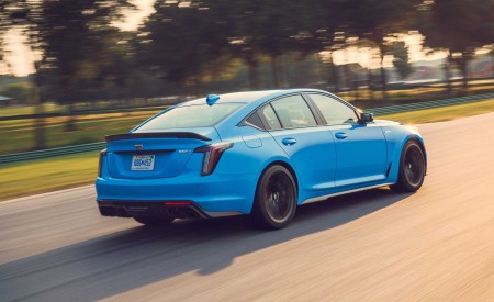 2022 Cadillac CT5-V Blackwing (Color: Electric Blue) Rear Three-Quarter Wallpapers 450x275 (31)