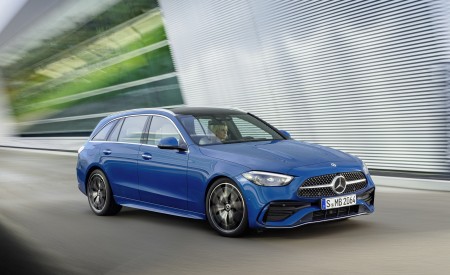 2022 Mercedes-Benz C-Class Wagon T-Model (Color: Spectral Blue) Front Three-Quarter Wallpapers 450x275 (12)