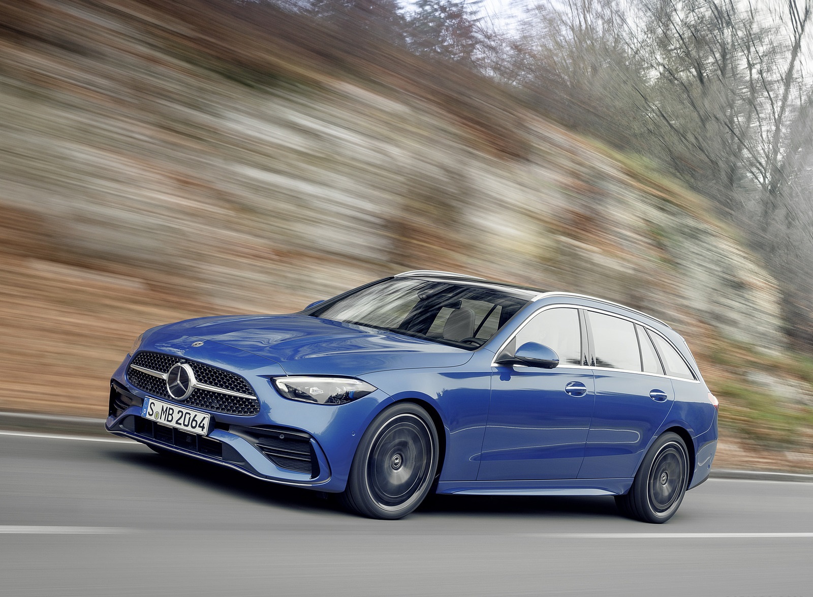 2022 Mercedes-Benz C-Class Wagon T-Model (Color: Spectral Blue) Front Three-Quarter Wallpapers #1 of 50