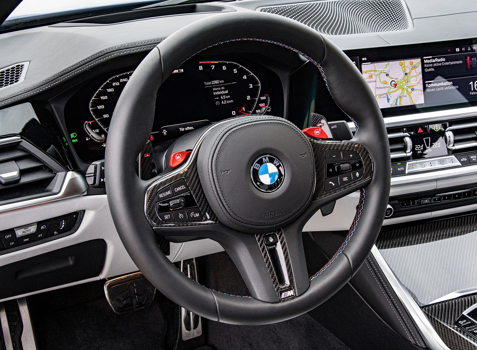2021 BMW M3 Sedan Competition (Color: Frozen Portimao Blue Metallic) Interior Steering Wheel Wallpapers #95 of 268