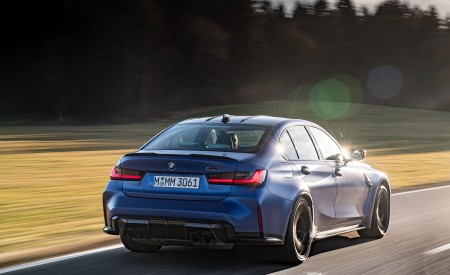 2021 BMW M3 Sedan Competition (Color: Frozen Portimao Blue Metallic) Rear Three-Quarter Wallpapers 450x275 (58)