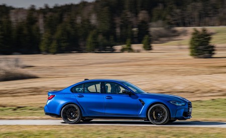 2021 BMW M3 Sedan Competition (Color: Frozen Portimao Blue Metallic) Side Wallpapers 450x275 (64)