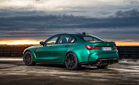 2021 BMW M3 Sedan Competition (Color: Isle of Men Green) Rear Three-Quarter Wallpapers 450x275 (148)