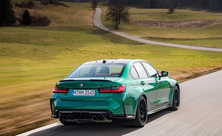 2021 BMW M3 Sedan Competition (Color: Isle of Men Green) Rear Three-Quarter Wallpapers 450x275 (138)