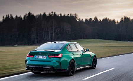 2021 BMW M3 Sedan Competition (Color: Isle of Men Green) Rear Three-Quarter Wallpapers 450x275 (131)