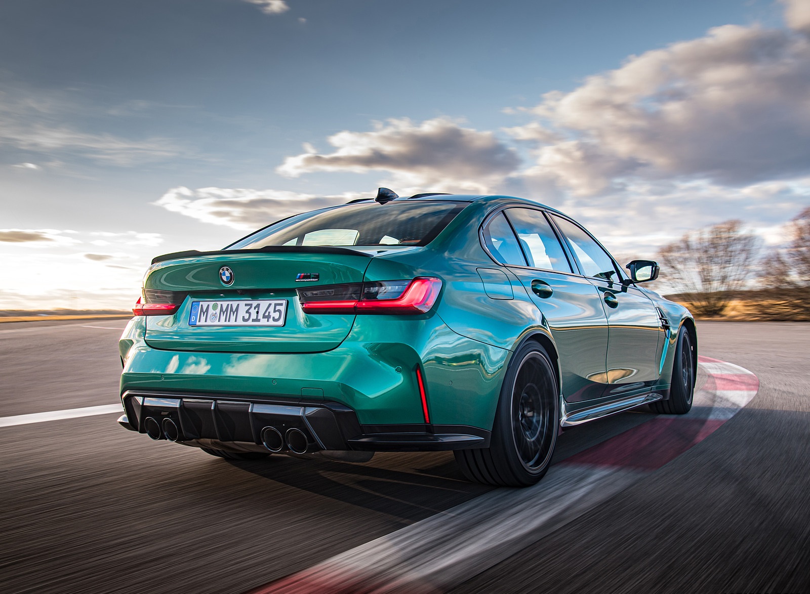 2021 BMW M3 Sedan Competition (Color: Isle of Men Green) Rear Three-Quarter Wallpapers #122 of 268
