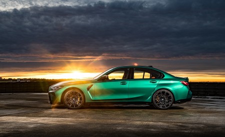 2021 BMW M3 Sedan Competition (Color: Isle of Men Green) Side Wallpapers 450x275 (150)