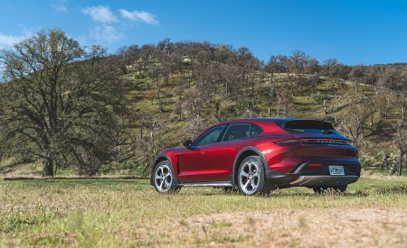 2022 Porsche Taycan 4 Cross Turismo (Color: Cherry Red) Rear Three-Quarter Wallpapers 450x275 (50)