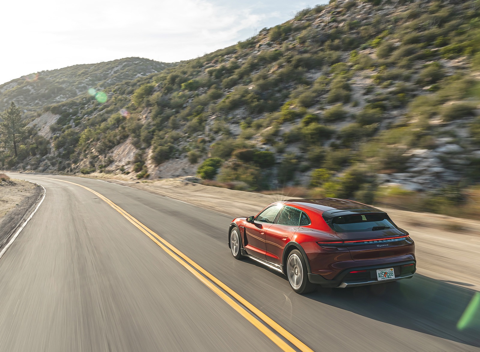 2022 Porsche Taycan 4 Cross Turismo (Color: Cherry Red) Rear Three-Quarter Wallpapers #7 of 189