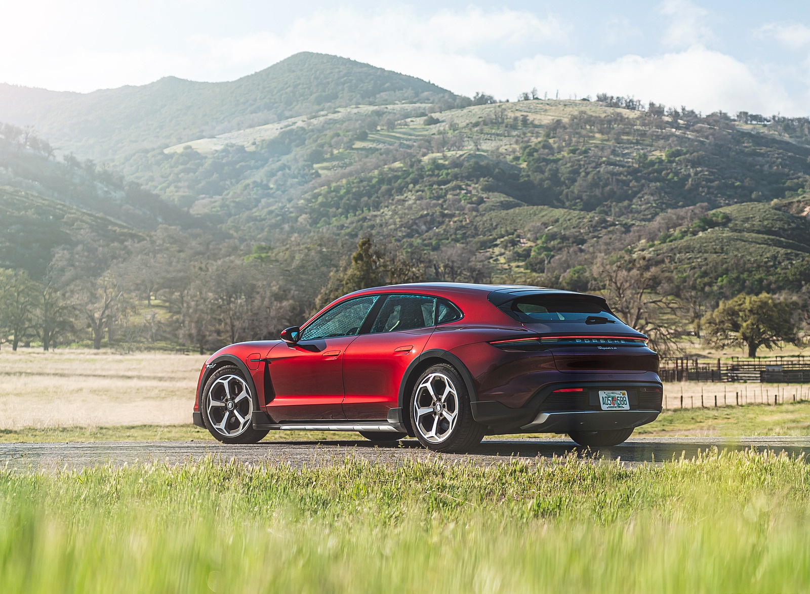 2022 Porsche Taycan 4 Cross Turismo (Color: Cherry Red) Rear Three-Quarter Wallpapers #51 of 189