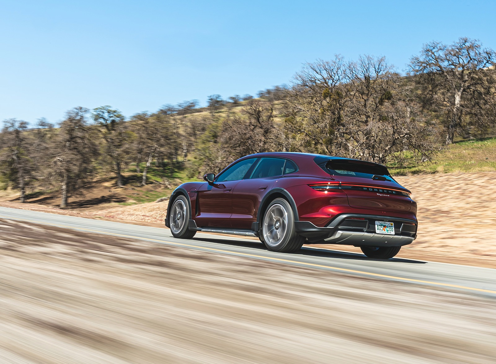 2022 Porsche Taycan 4 Cross Turismo (Color: Cherry Red) Rear Three-Quarter Wallpapers (10)