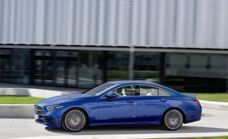 2022 Mercedes-Benz CLS AMG Line (Color: Spectral Blue Metallic) Side Wallpapers 450x275 (4)