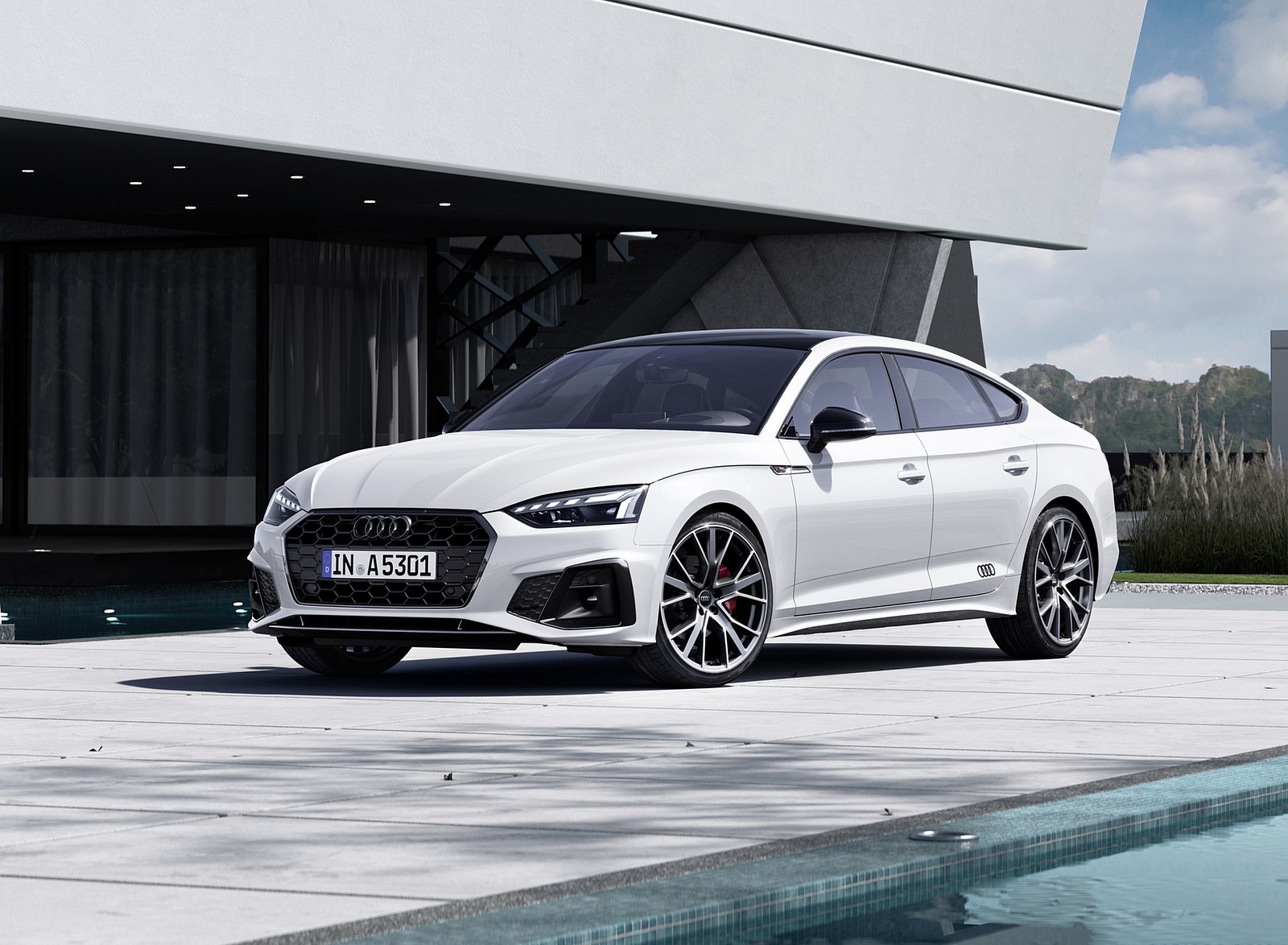 2022 Audi A5 Sportback S Line Competition Plus (Color: Glacier White Metallic) Front Three-Quarter Wallpapers (7)