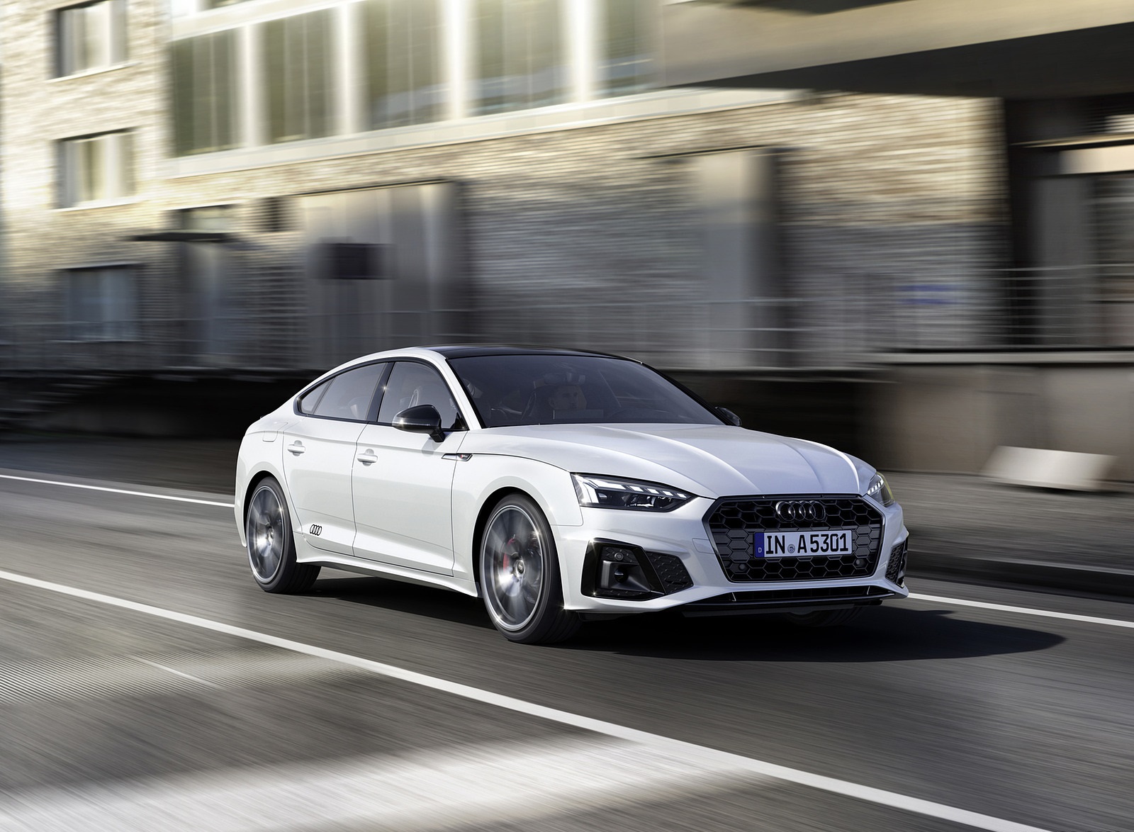 2022 Audi A5 Sportback S Line Competition Plus (Color: Glacier White Metallic) Front Three-Quarter Wallpapers (2)