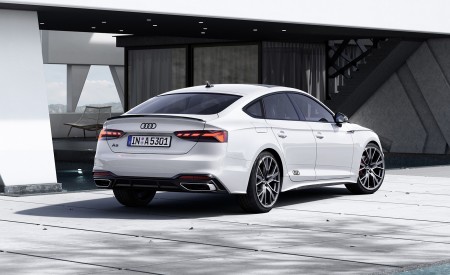 2022 Audi A5 Sportback S Line Competition Plus (Color: Glacier White Metallic) Rear Three-Quarter Wallpapers 450x275 (8)