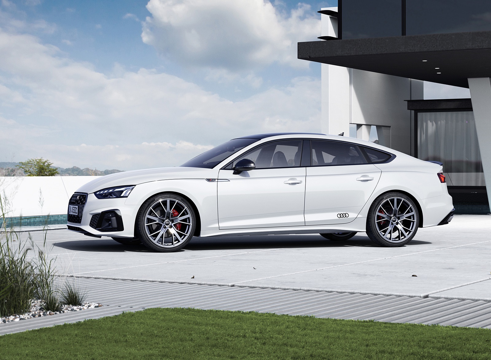 2022 Audi A5 Sportback S Line Competition Plus (Color: Glacier White Metallic) Side Wallpapers  #9 of 12