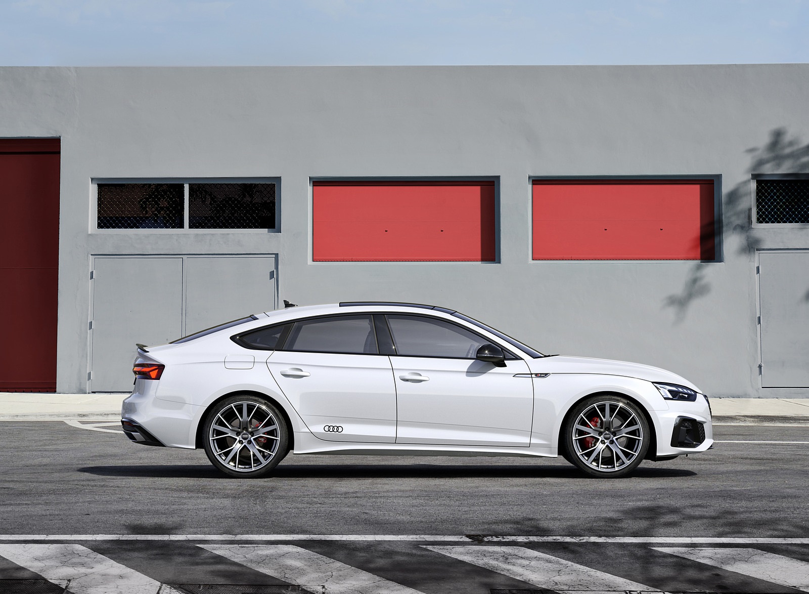 2022 Audi A5 Sportback S Line Competition Plus (Color: Glacier White Metallic) Side Wallpapers #10 of 12