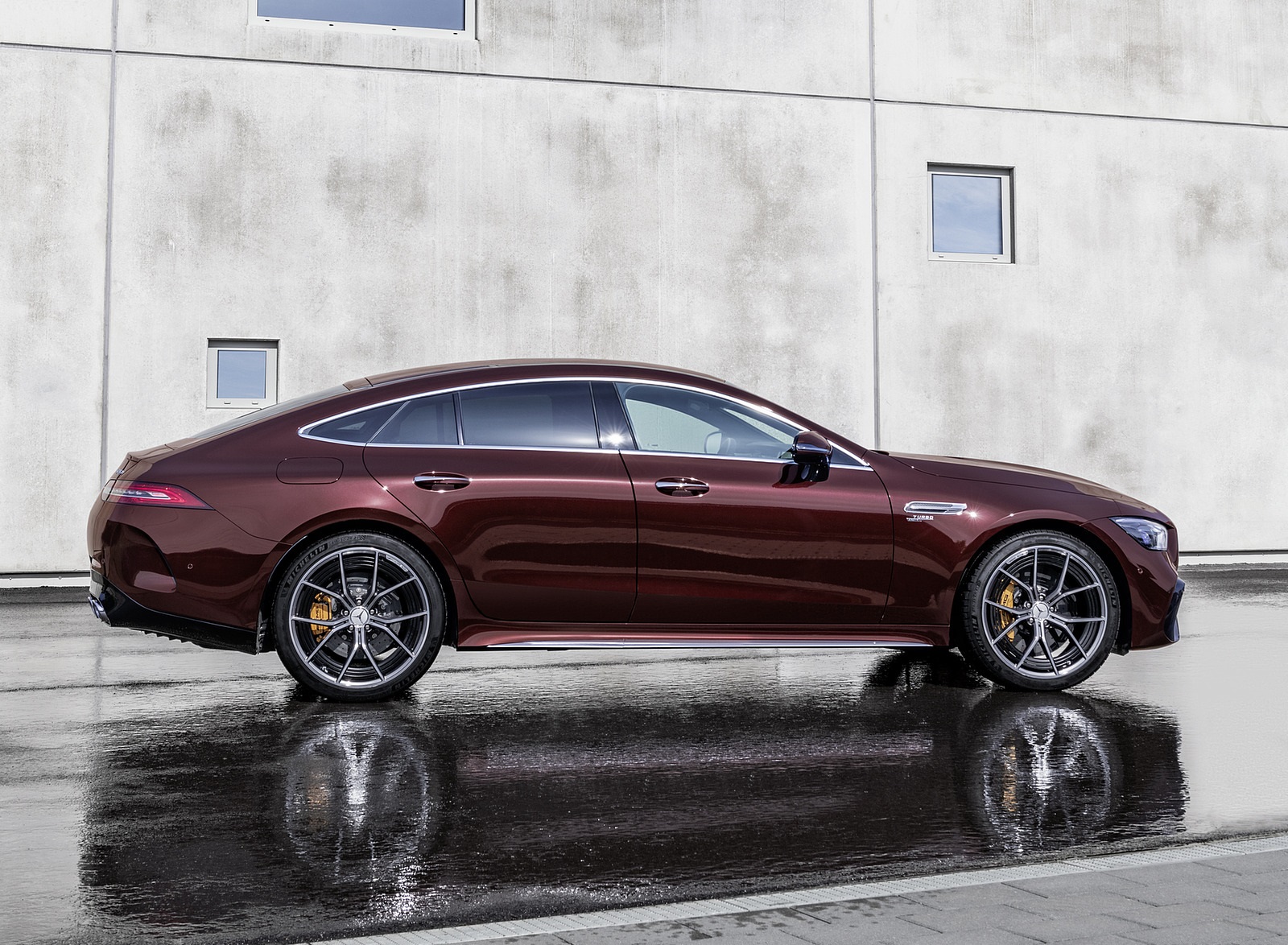 2022 Mercedes-AMG GT 53 4MATIC+ 4-Door Coupe (Color: Rubellite Red) Side Wallpapers #12 of 35