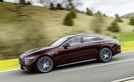2022 Mercedes-AMG GT 53 4MATIC+ 4-Door Coupe (Color: Rubellite Red) Side Wallpapers 450x275 (2)