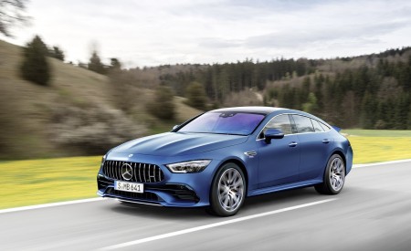 2022 Mercedes-AMG GT 53 4MATIC+ 4-Door Coupe (Color: Spectrale Blue Magno) Front Three-Quarter Wallpapers 450x275 (18)