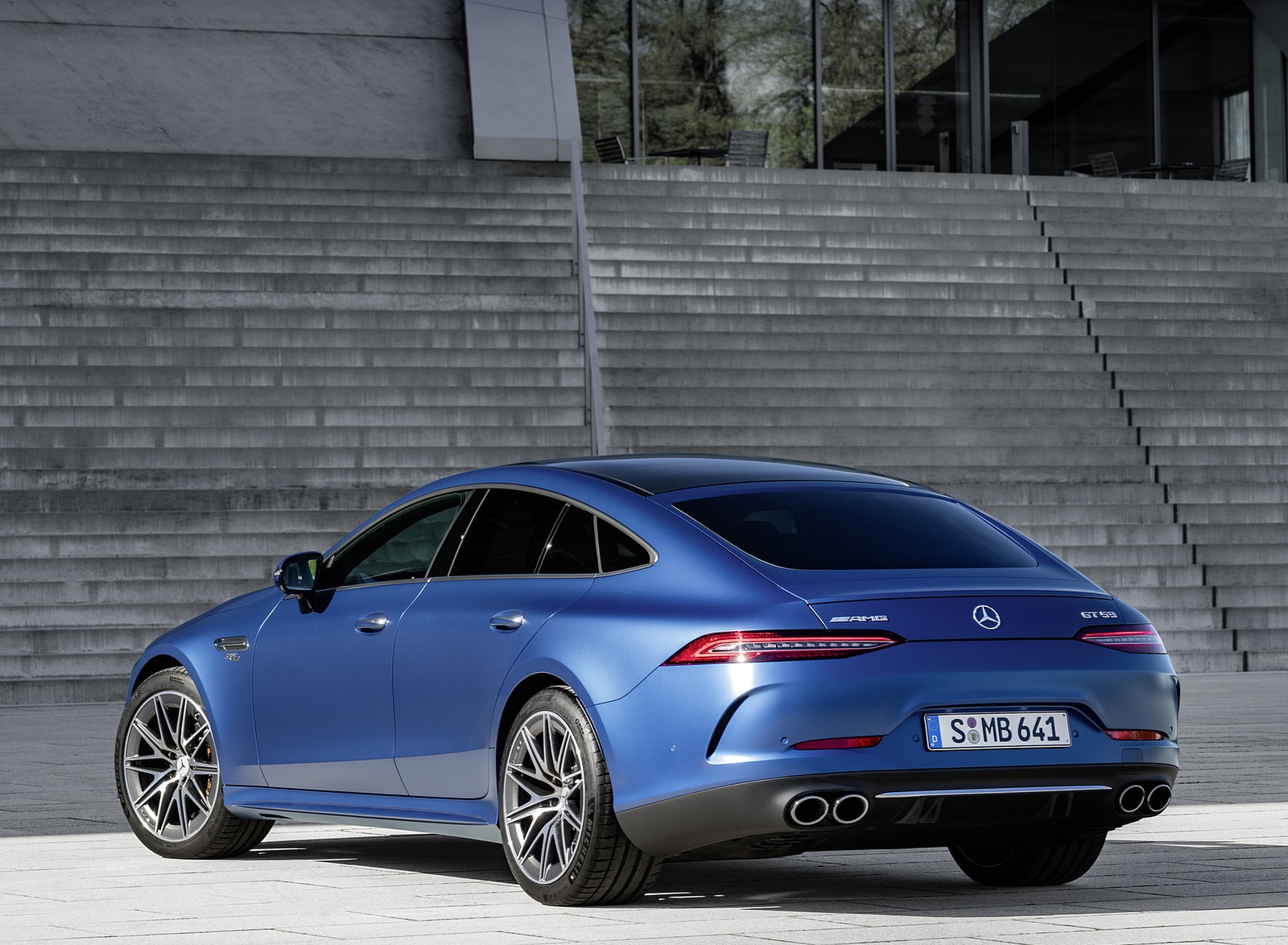 2022 Mercedes-AMG GT 53 4MATIC+ 4-Door Coupe (Color: Spectrale Blue Magno) Rear Three-Quarter Wallpapers #25 of 35