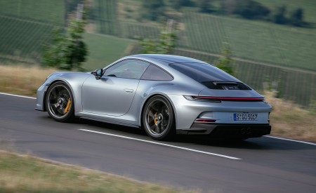 2022 Porsche 911 GT3 with Touring Package (PDK; Color: Dolomite Silver Metallic) Rear Three-Quarter Wallpapers 450x275 (14)