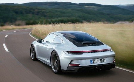 2022 Porsche 911 GT3 with Touring Package (PDK; Color: Dolomite Silver Metallic) Rear Three-Quarter Wallpapers 450x275 (9)