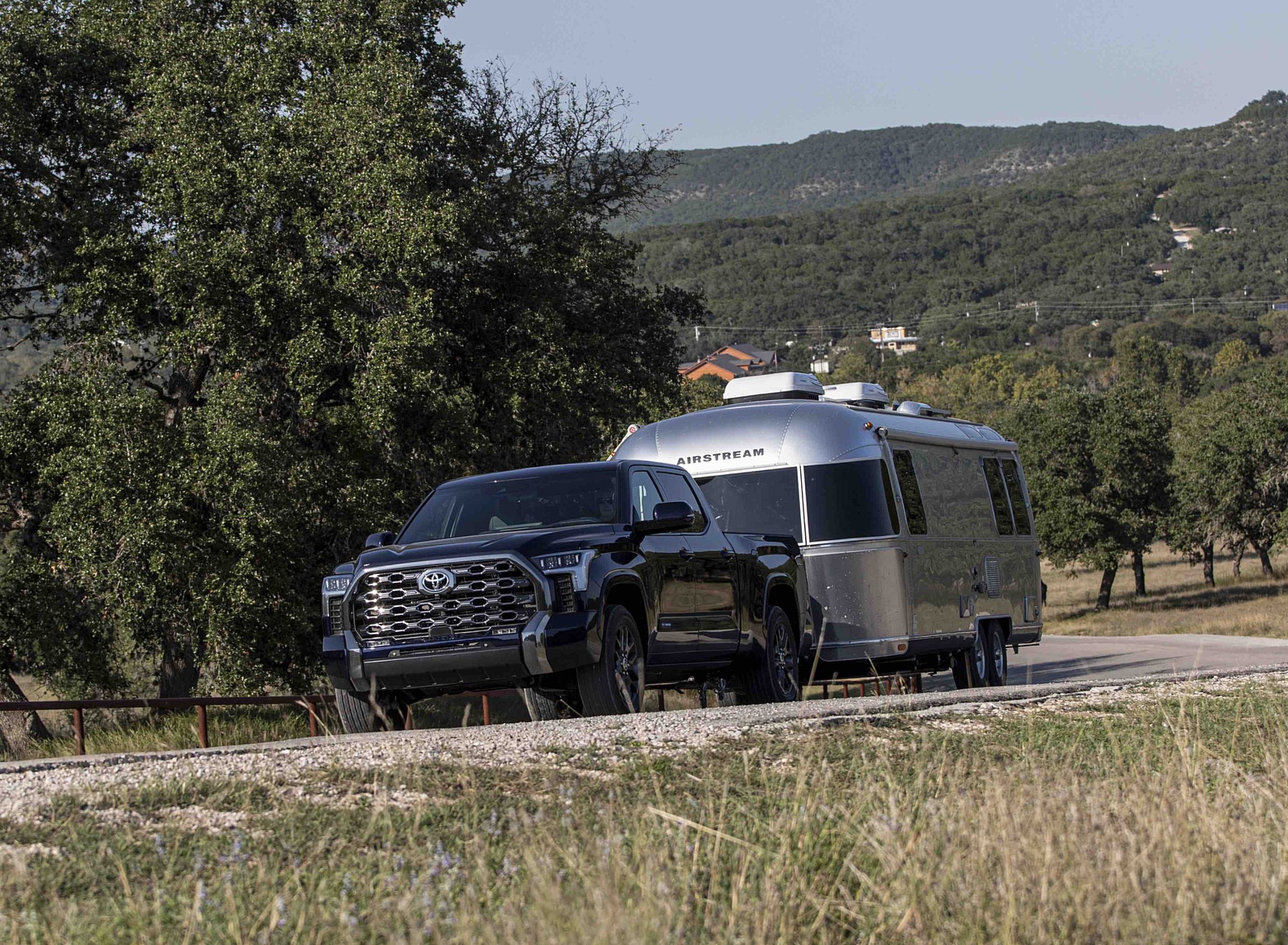 2022 Toyota Tundra Platinum (Color: Blueprint) Towing a Trailer Wallpapers (5)