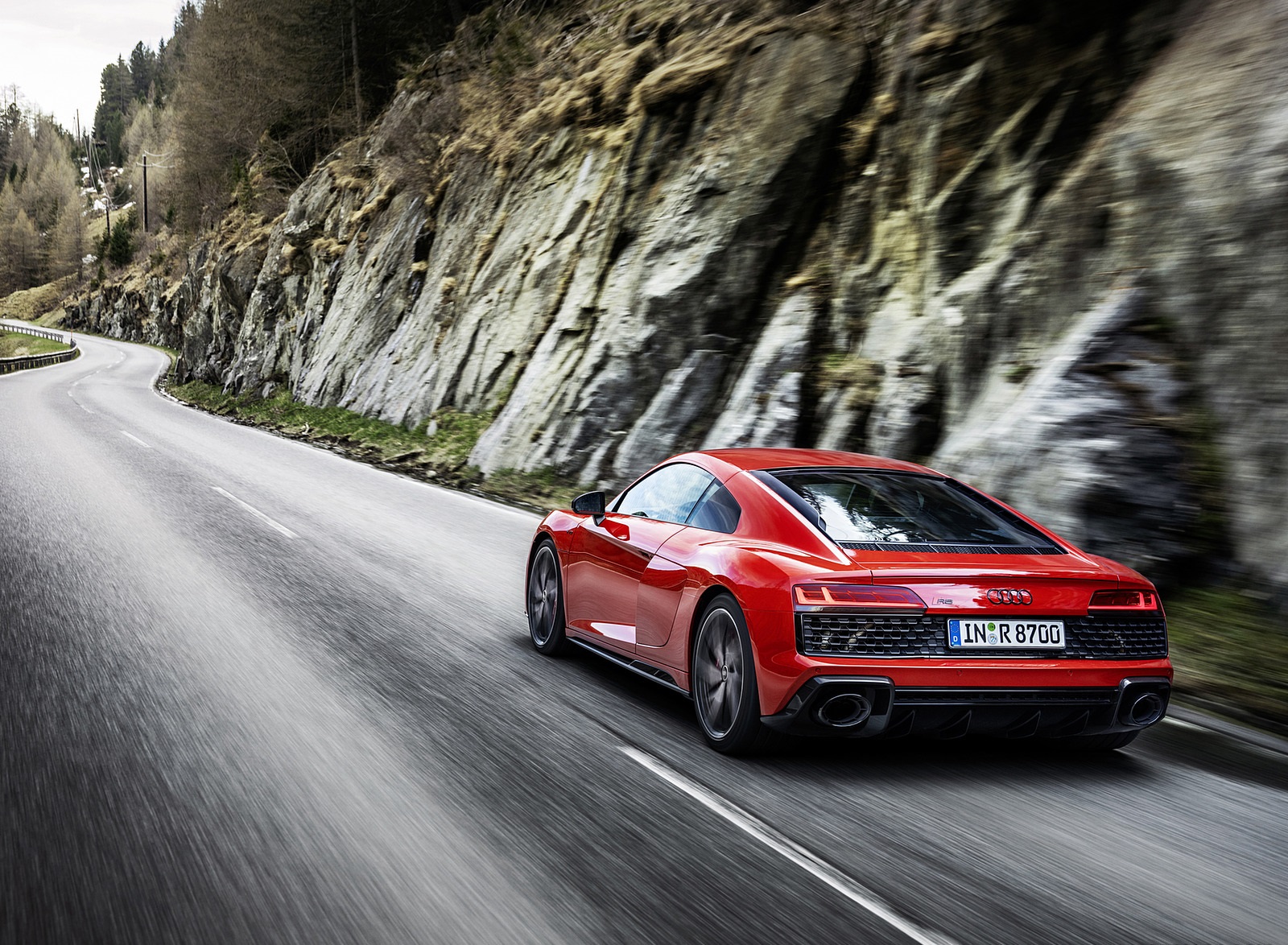 2022 Audi R8 Coupe V10 Performance RWD (Color: Tango Red) Rear Three-Quarter Wallpapers #2 of 163