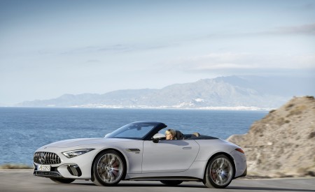 2022 Mercedes-AMG SL 55 4MATIC+ (Color: Alpine Grey Uni) Side Wallpapers 450x275 (4)