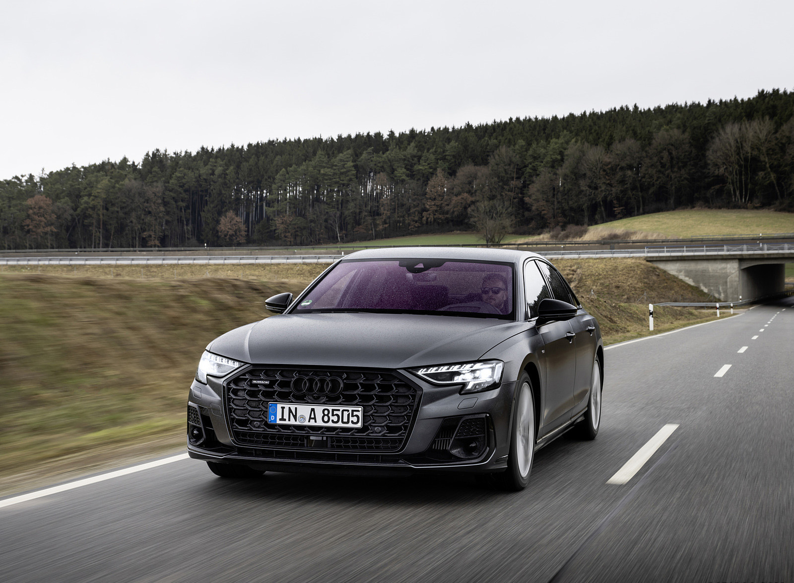 2022 Audi A8 (Color: Daytona Grey Matt Effect) Front Wallpapers  (1). Download Wallpaper