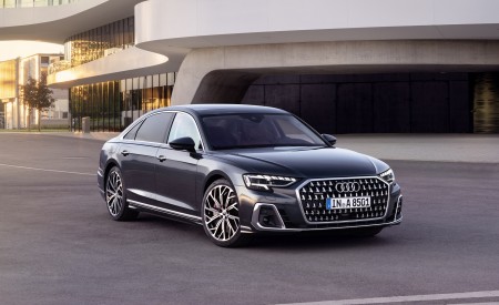 2022 Audi A8 L (Color: Manhattan Grey) Front Three-Quarter Wallpapers 450x275 (5)