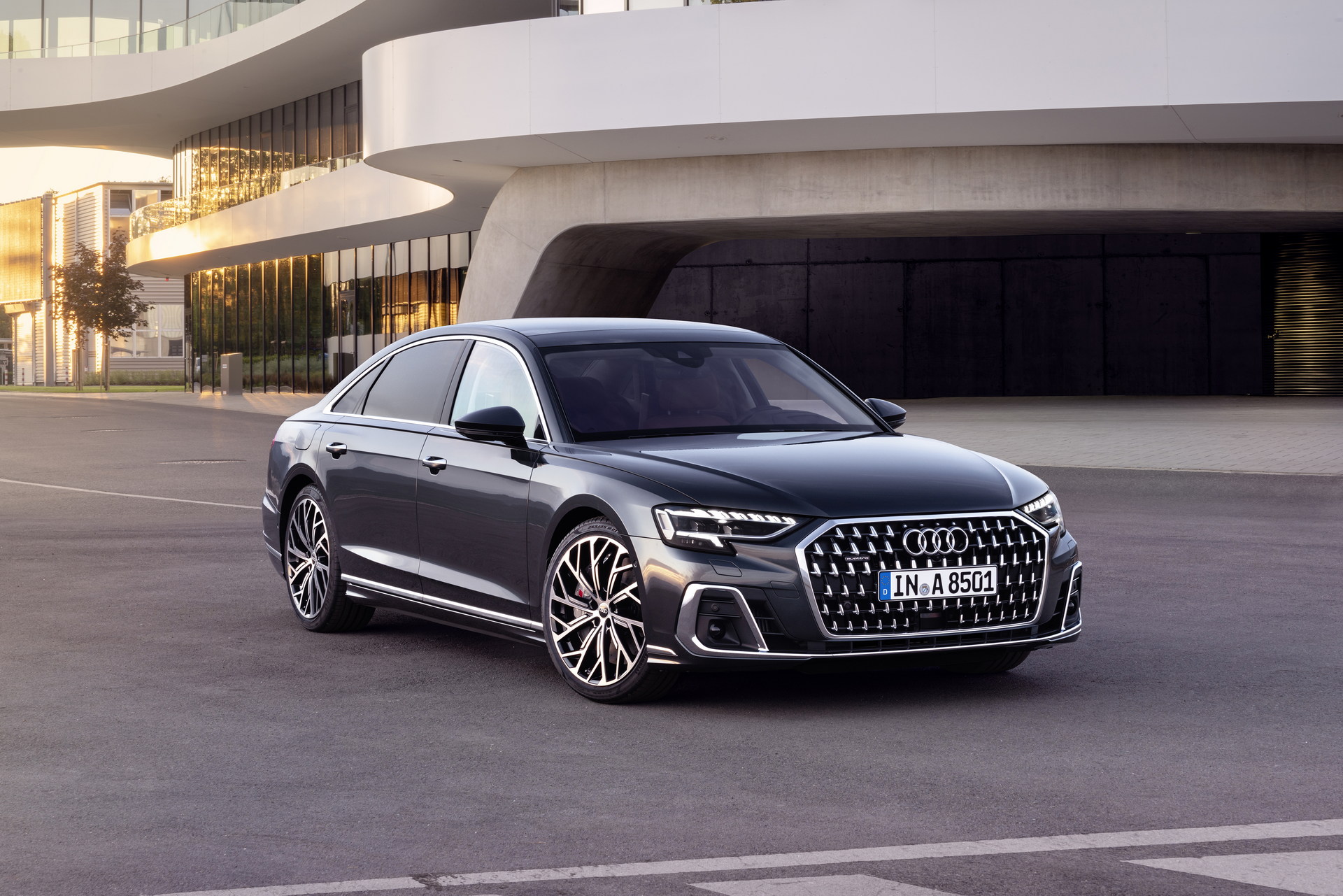 2022 Audi A8 L (Color: Manhattan Grey) Front Three-Quarter Wallpapers #5 of 91