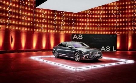 2022 Audi A8 L (Color: Manhattan Grey) Front Three-Quarter Wallpapers 450x275 (68)