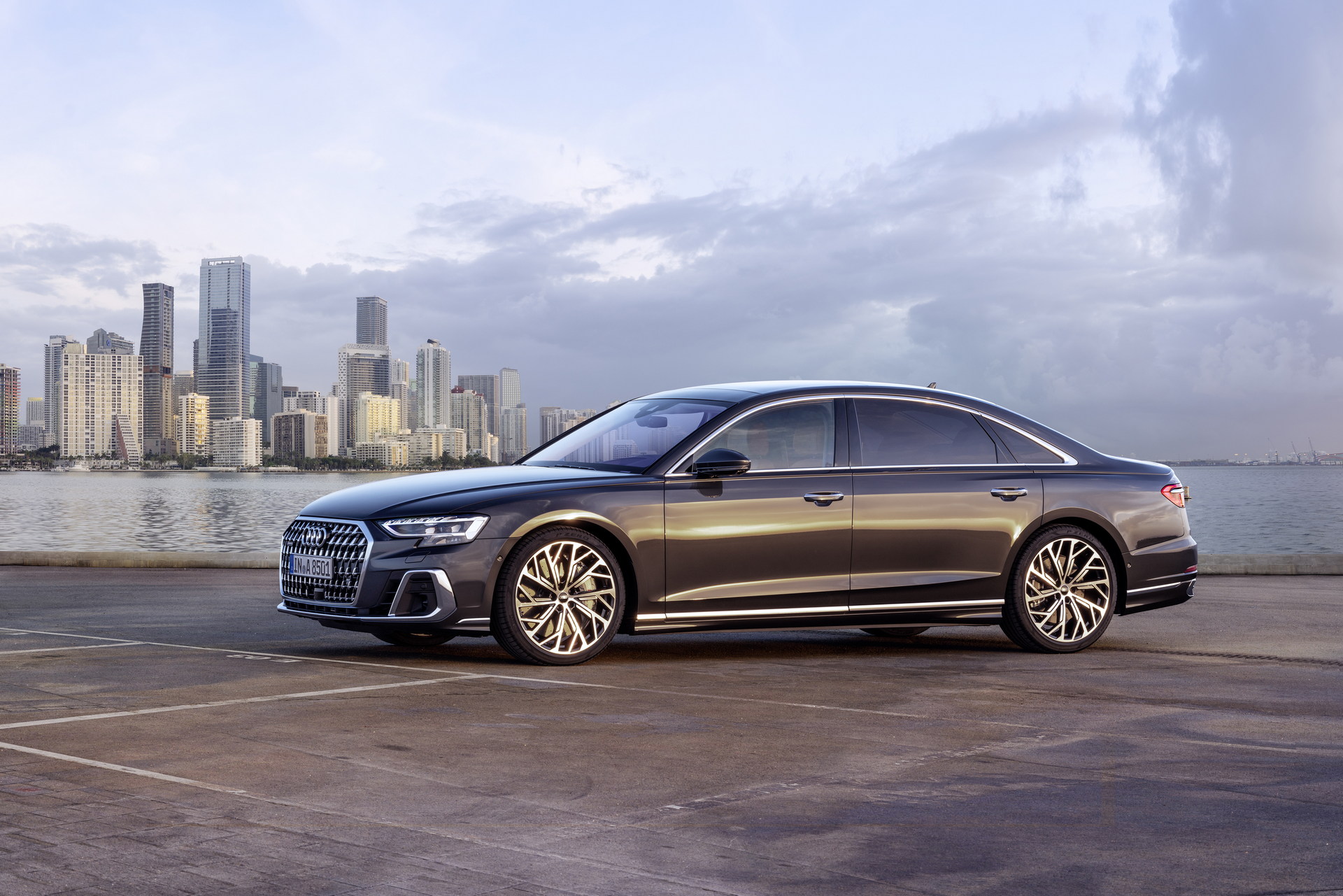2022 Audi A8 L (Color: Manhattan Grey) Front Three-Quarter Wallpapers (6)